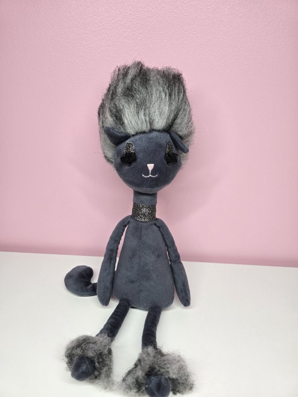 Jellycat Swellegant Kitty Cat Elegant Fancy Fluffy Glitter Plush 14"-Matted Hair - Picture 2 of 16